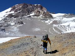 02 Inka Expediciones Guide Agustin Aramayo Leads The Way Out Of Camp 2 With Aconcagua North Face On The Way To Aconcagua Camp 3 Colera.jpg